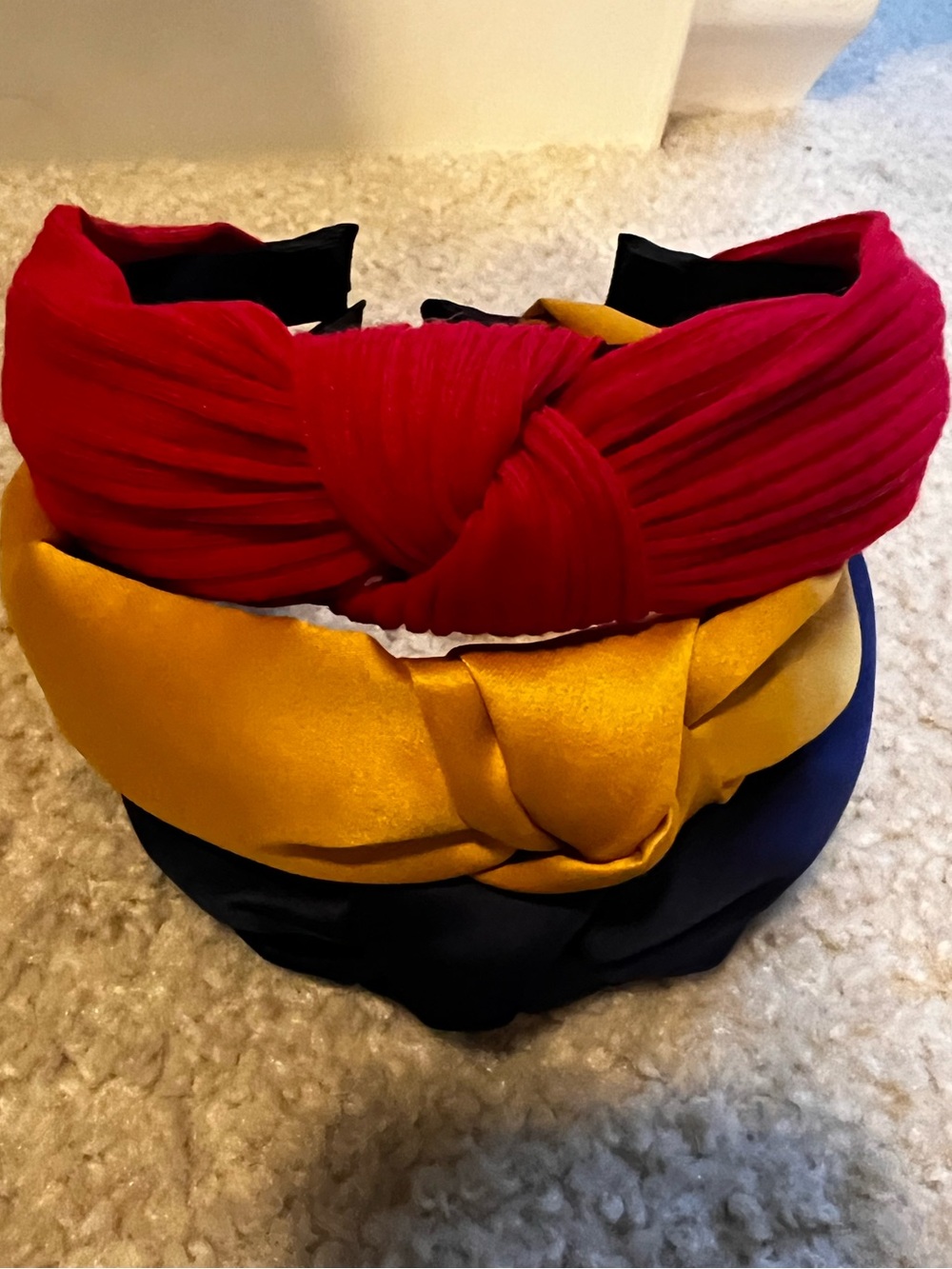 Women’s Knot Headband Trio - Red, Gold, Navy